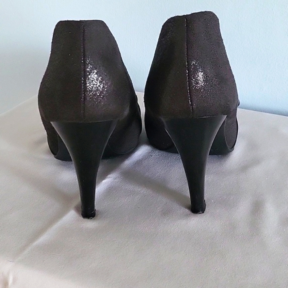 Mixit Shimmering Black Heels with Bow Detail - Picture 4 of 10